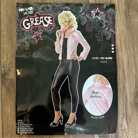 Grease Pink Ladies Jacket w/ Graphic, Scarf, Costume, Halloween, Small (6-8) - Picture 1 of 15